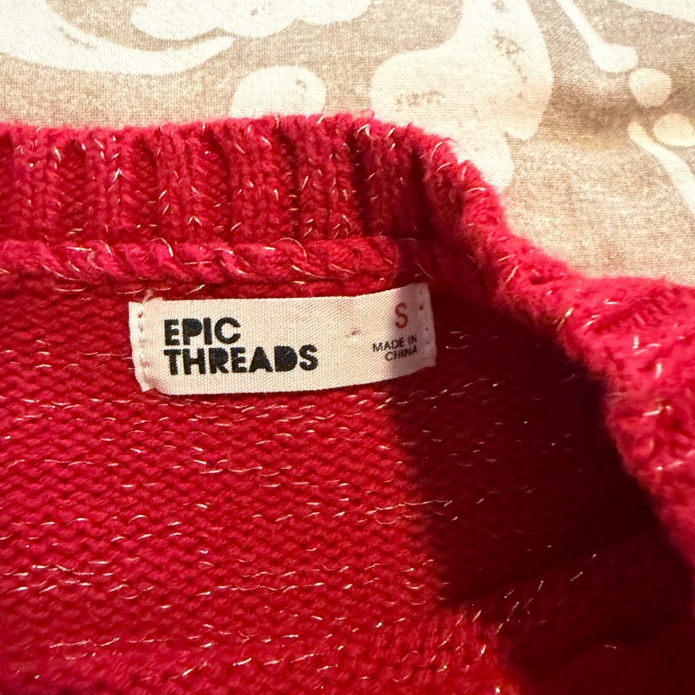 Epic Threads Red Sweater with Gold Heart - Picture 3 of 3